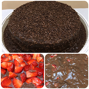 Chocolate com<br/>Recheio de Morango<br/>e Brigadeiro